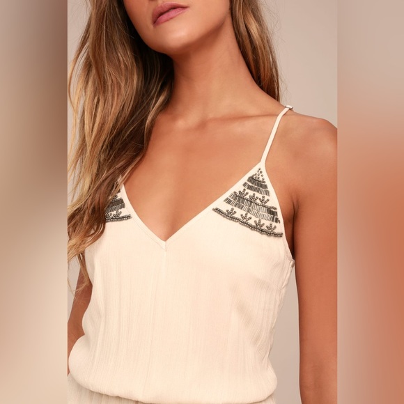 PPLA Marigold Light Beige Beaded Romper - Picture 4 of 7